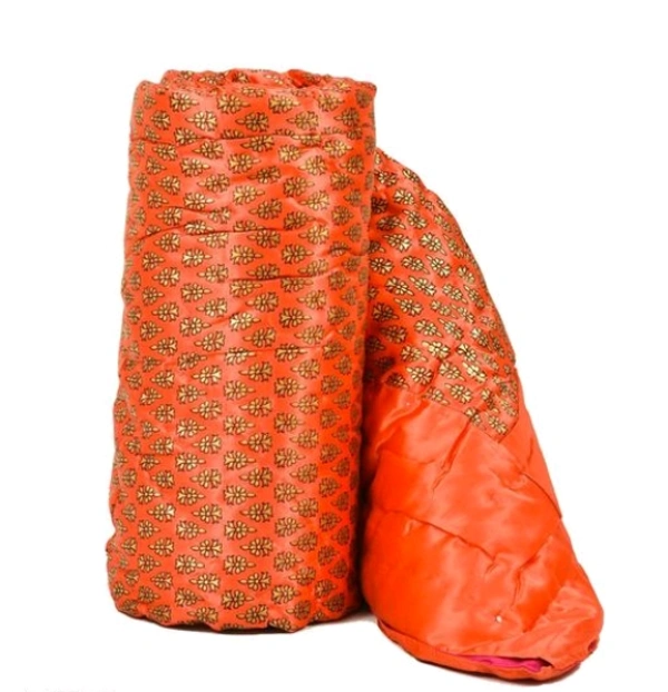 JAIPURI SILK AC QUILT RAJAI WITH GOLD PRINT DOUBLE BED SIZE Thread Count:220 - Free Size, Silk, Pack of1